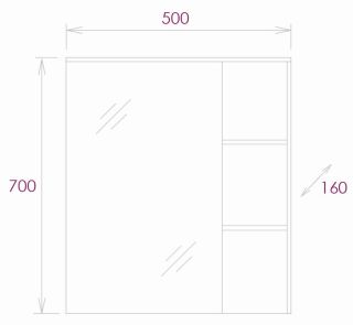 Шкаф-зеркало Onika Легран 205022 50см дуб галифакс